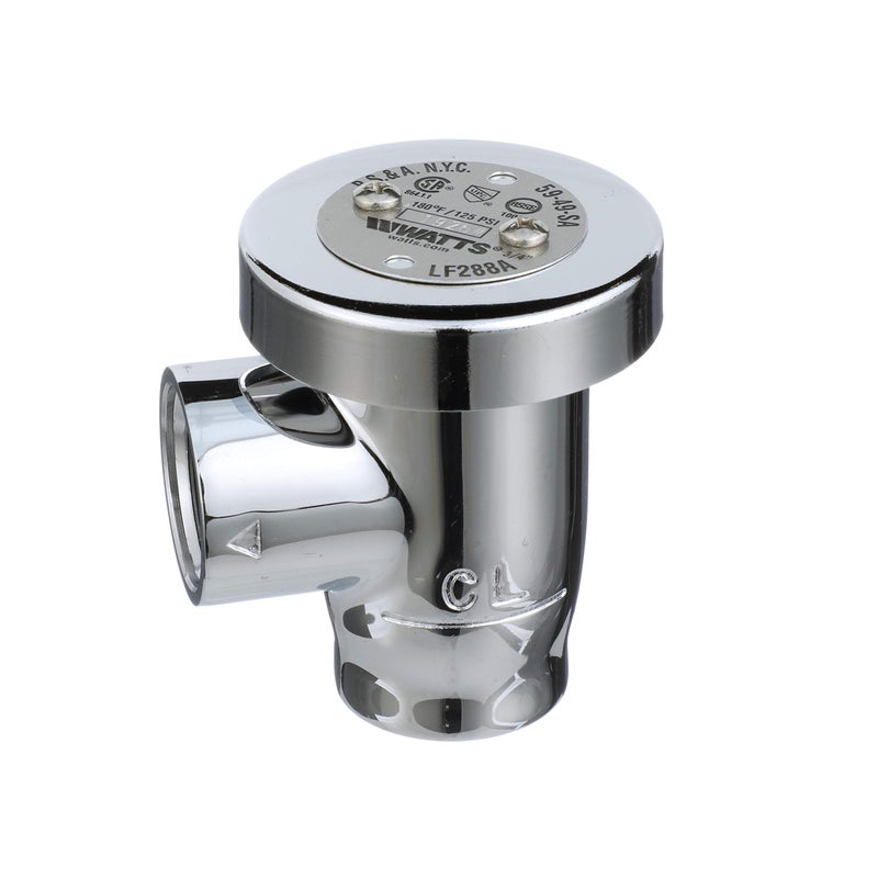 Watts LF288A 1/2" Lead-Free Brass Anti-Siphon Vacuum Breaker Backflow Preventer, Polished Chrome Finish, Female NPT Inlet and Outlet, Silicone Disc Seat, Chrome Hood, Low-Flow Applications - Image 2